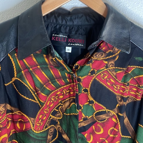KELLI KOURI LEATHER Shirt Top Horseshoe‎ Rope Vintage Festival Country Concert S - Picture 2 of 9